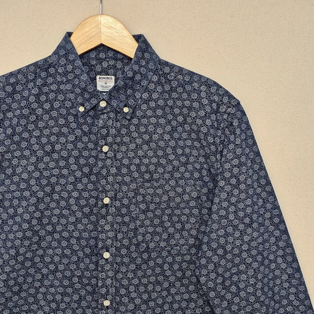 Bonobos Chambray Floral Print Button Down Slim Fit M
